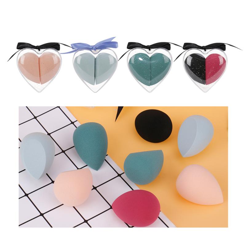 3-Piece Makeup Sponge Set with Heart Case - product detail