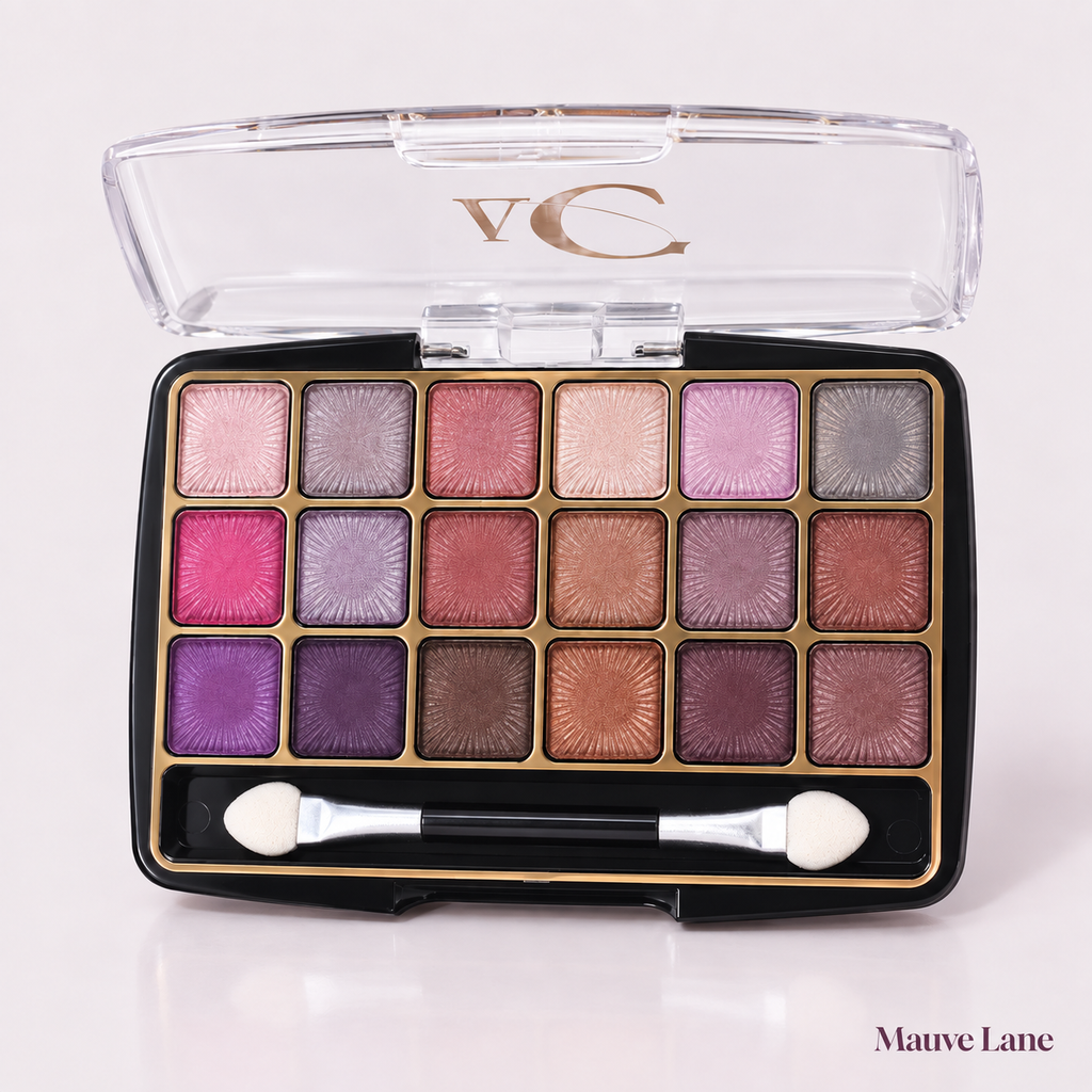 18-Color Eyeshadow Palette, Matte and Shimmer - studio photo