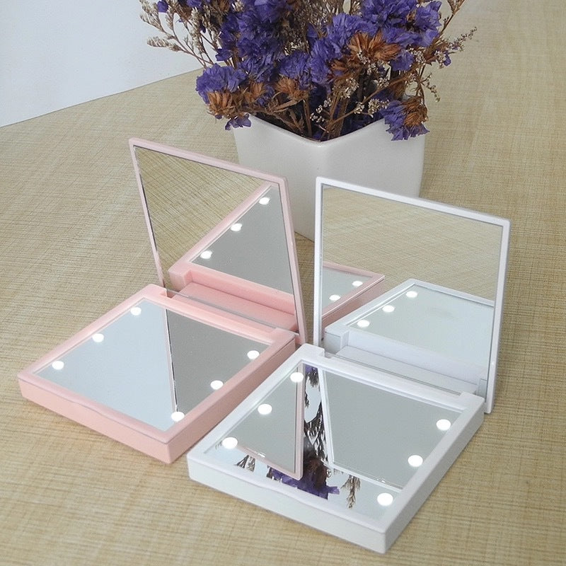 Compact LED Makeup Mirror, Double-Sided, Pocket Size - product detail