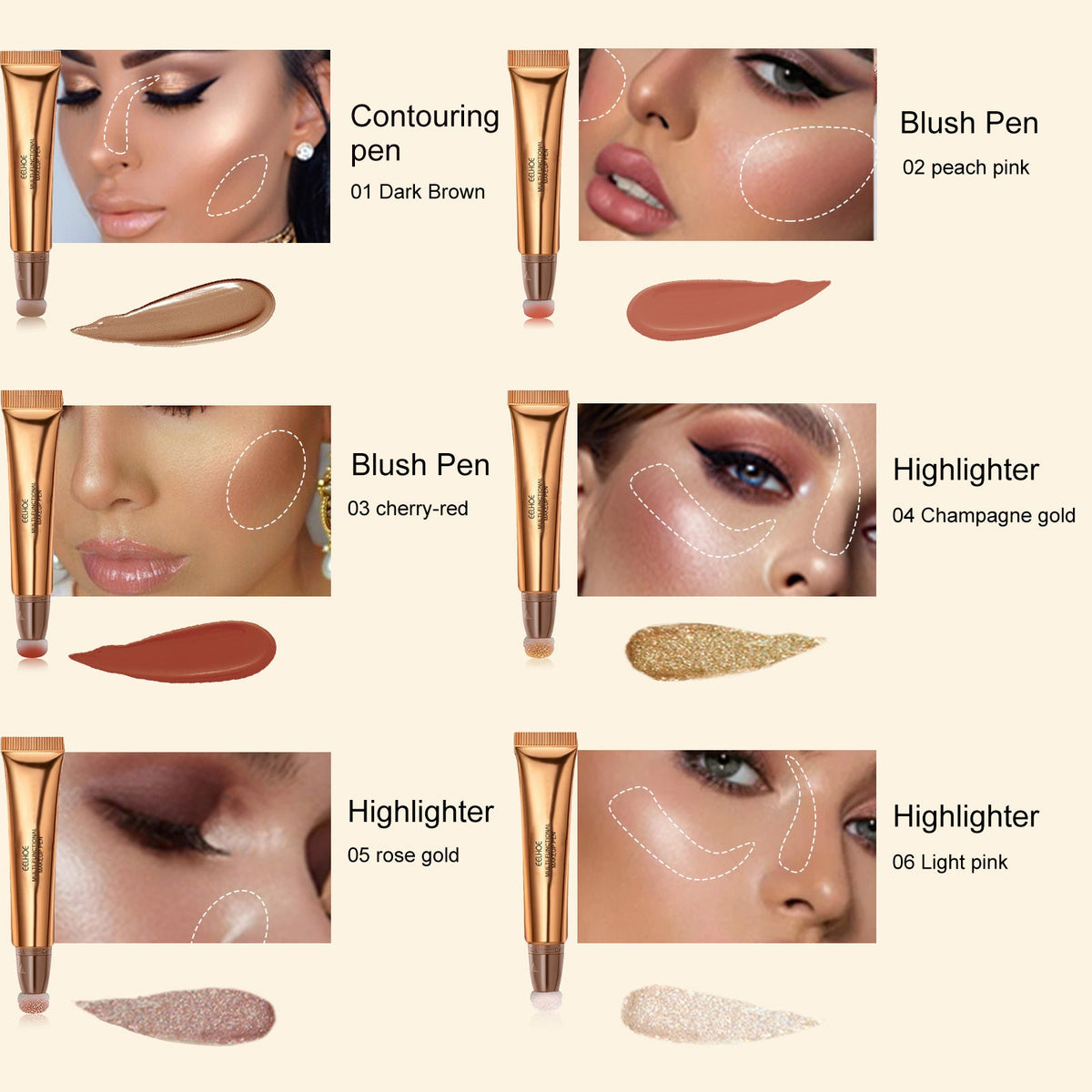 Liquid Contour and Blush Wand, Cushion Tip, 6 Shades - product detail