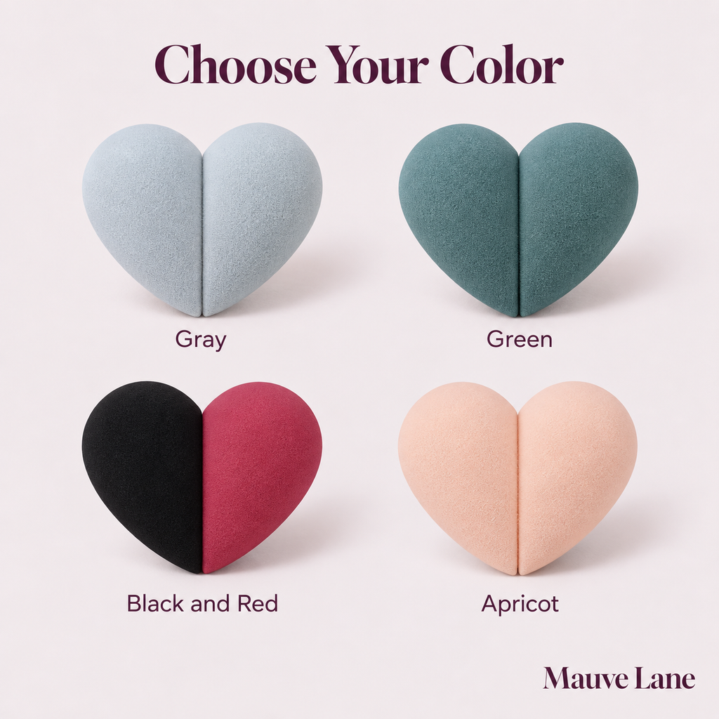 3-Piece Makeup Sponge Set with Heart Case - shade guide