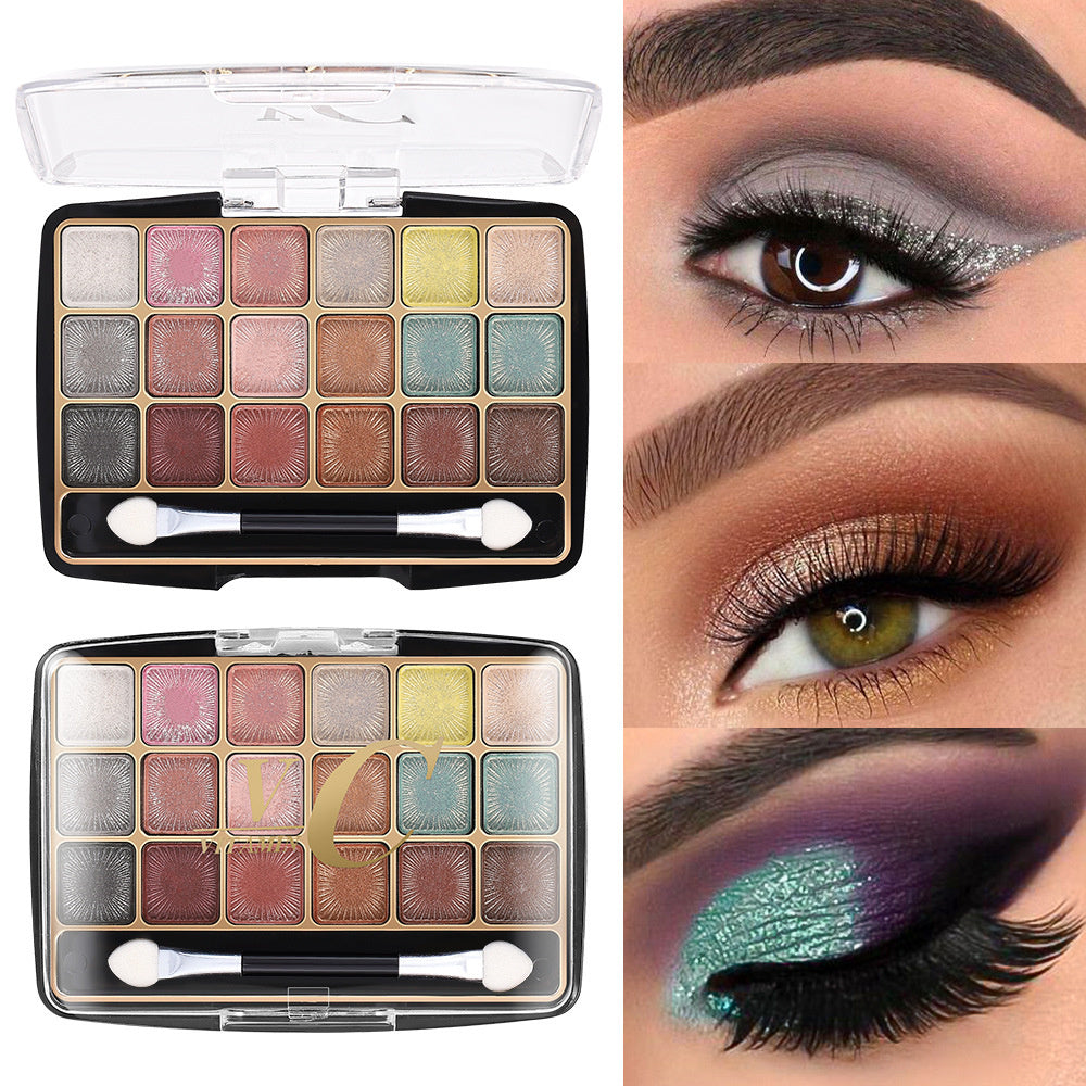 18-Color Eyeshadow Palette, Matte and Shimmer - product detail