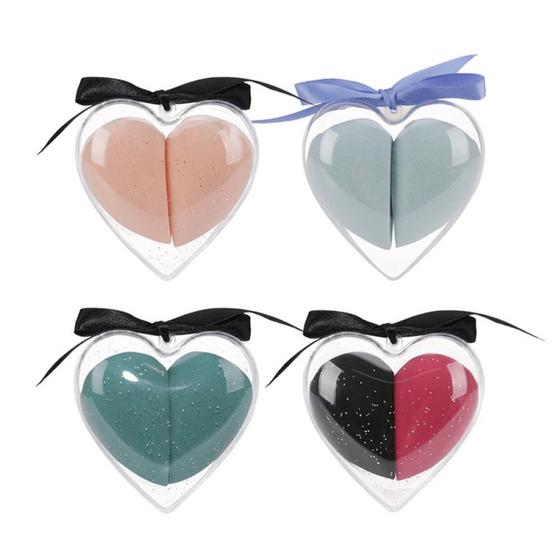3-Piece Makeup Sponge Set with Heart Case - product detail