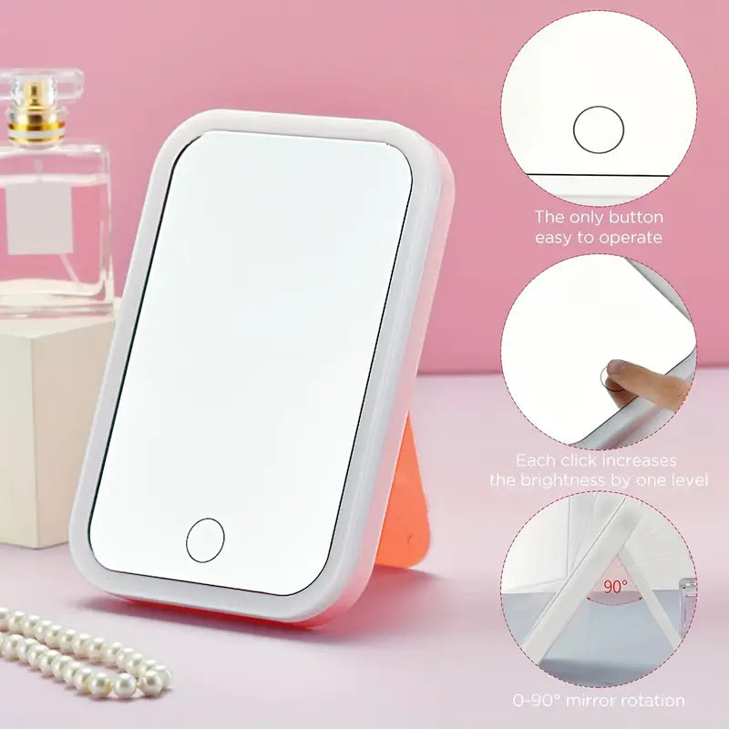LED Lighted Makeup Mirror, Folding, Touch Control - product detail