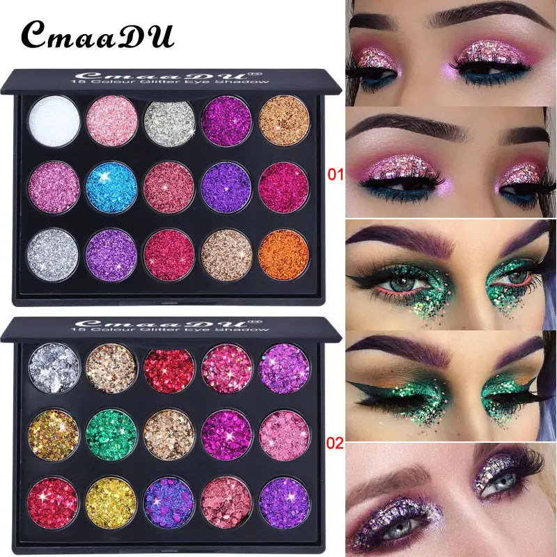 15-Color Glitter Eyeshadow Palette - product detail
