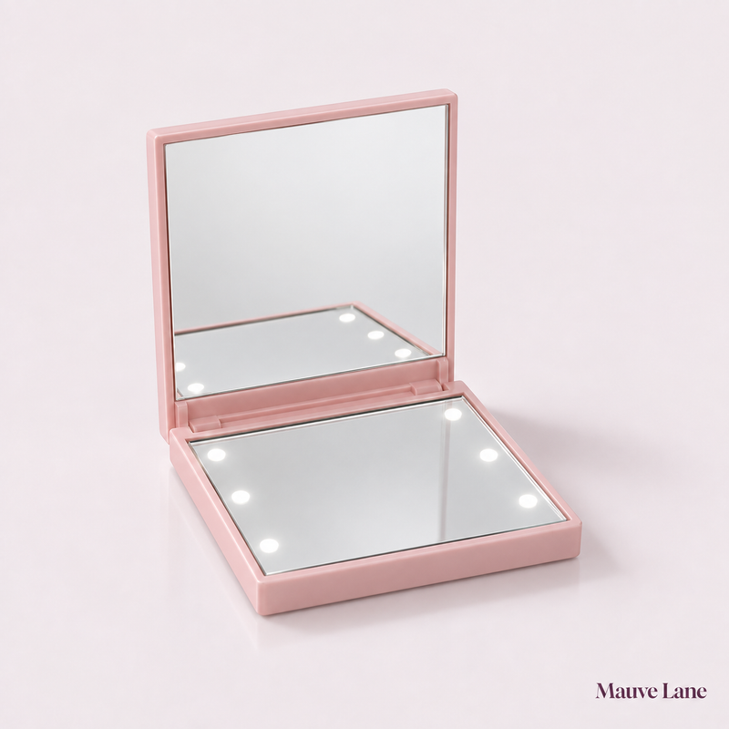 Compact LED Makeup Mirror, Double-Sided, Pocket Size - studio photo