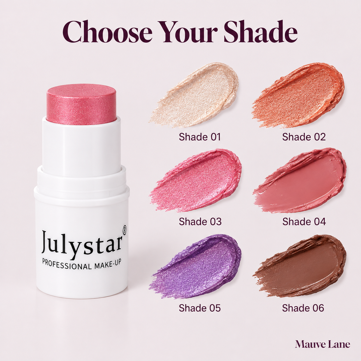 Cream Blush Stick, Soft Matte, 6 Shades - shade guide