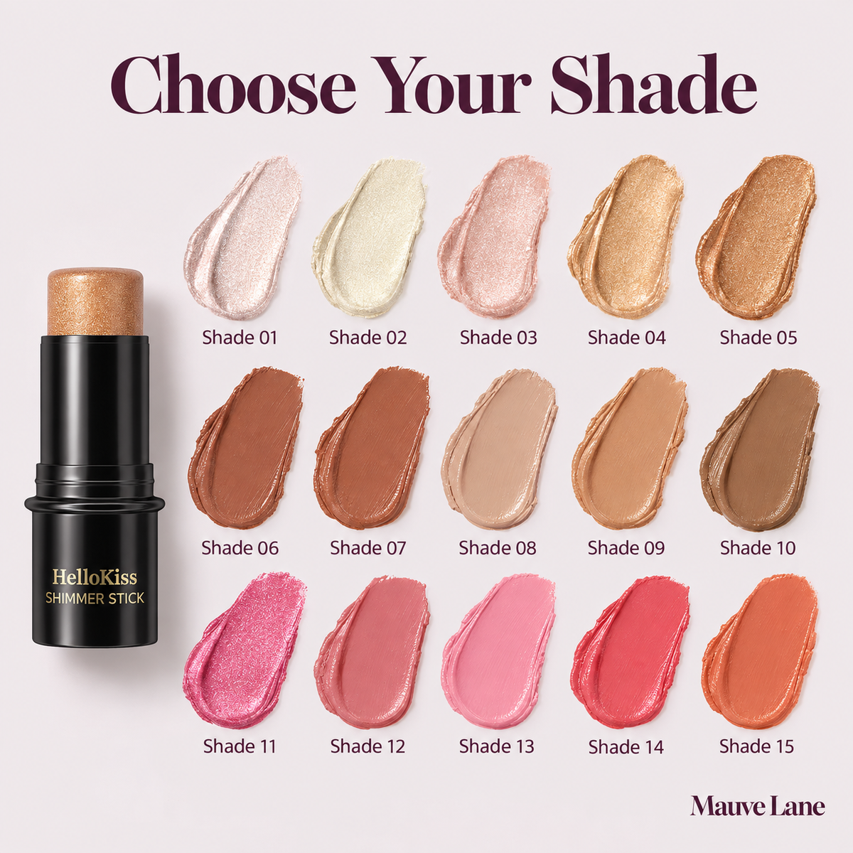 Cream Highlighter Stick, 15 Shades - shade guide