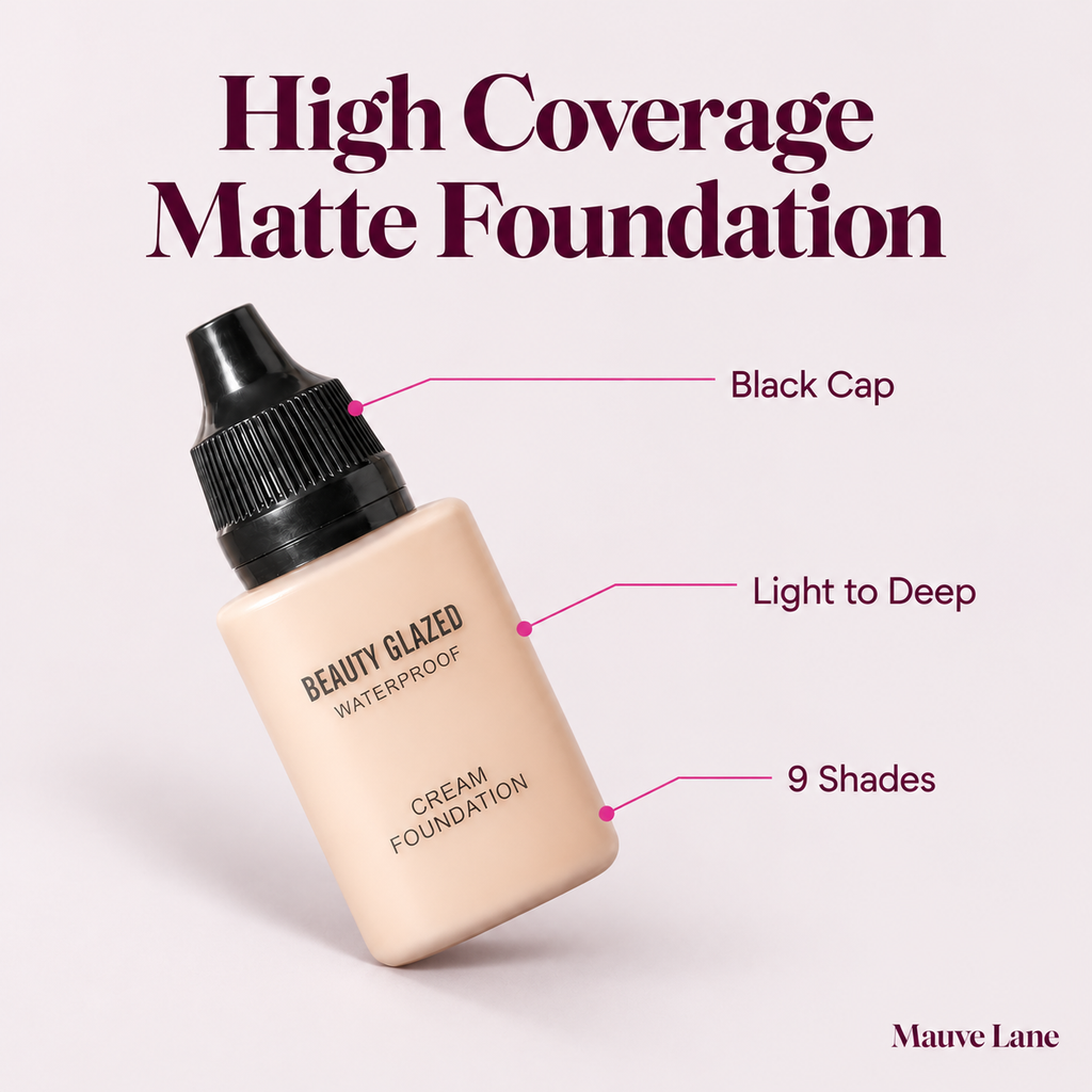 High Coverage Matte Foundation, Light to Deep, 9 Shades - key features