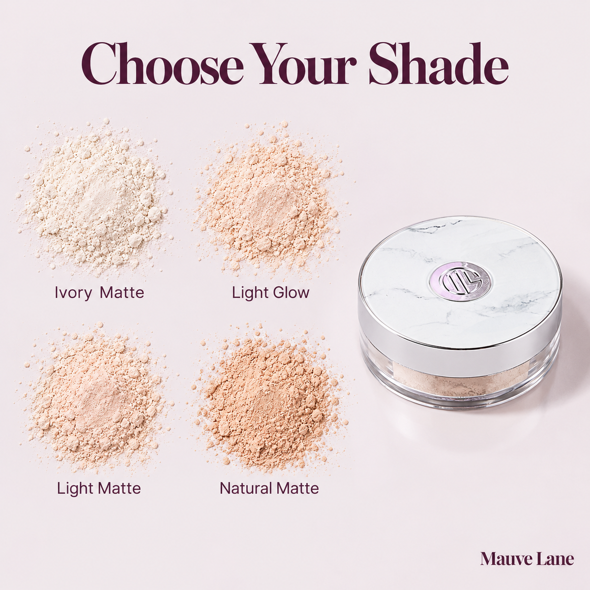 Loose Setting Powder, Matte or Soft Glow, 4 Shades - shade guide