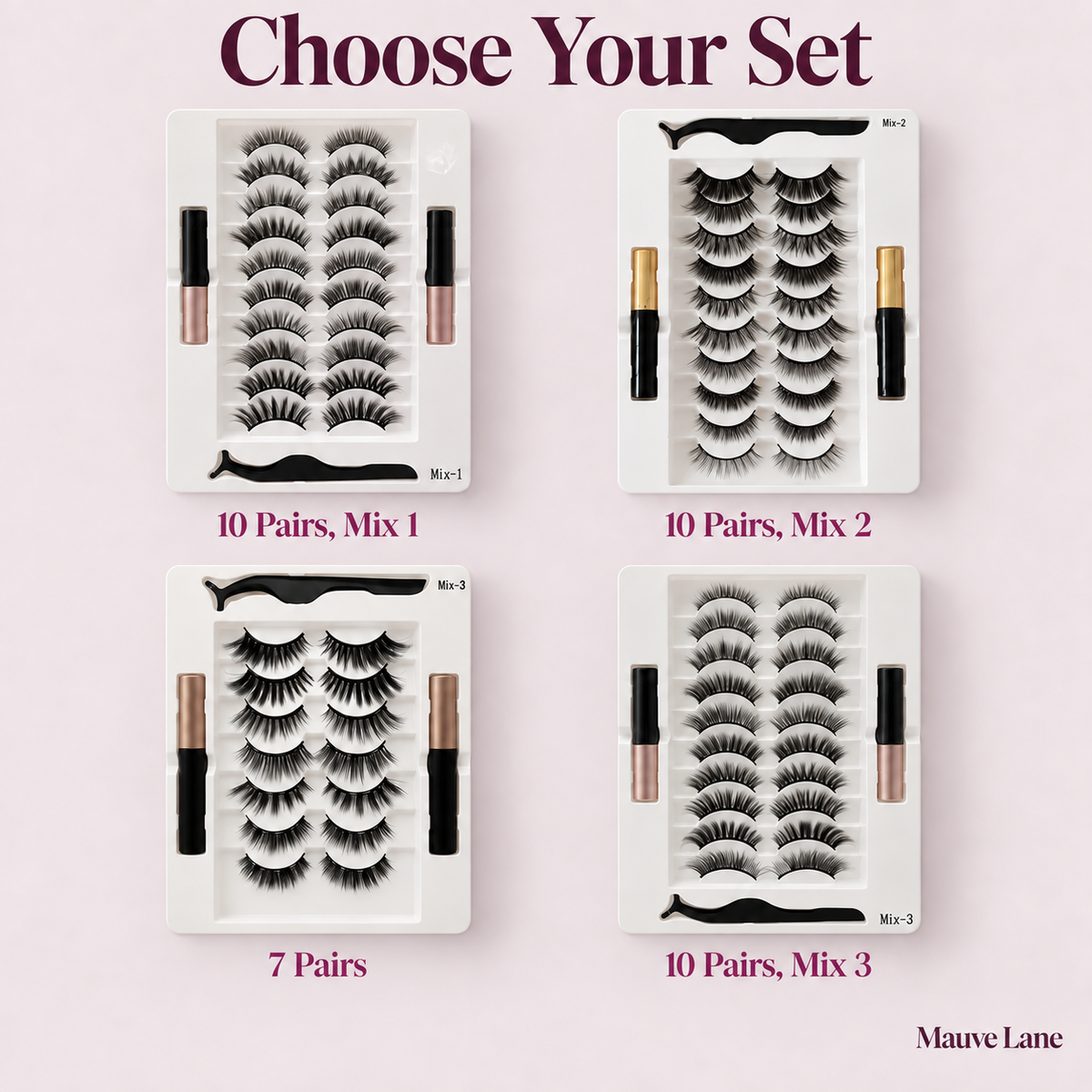 Magnetic Eyelash Kit with Eyeliner and Tweezers - shade guide