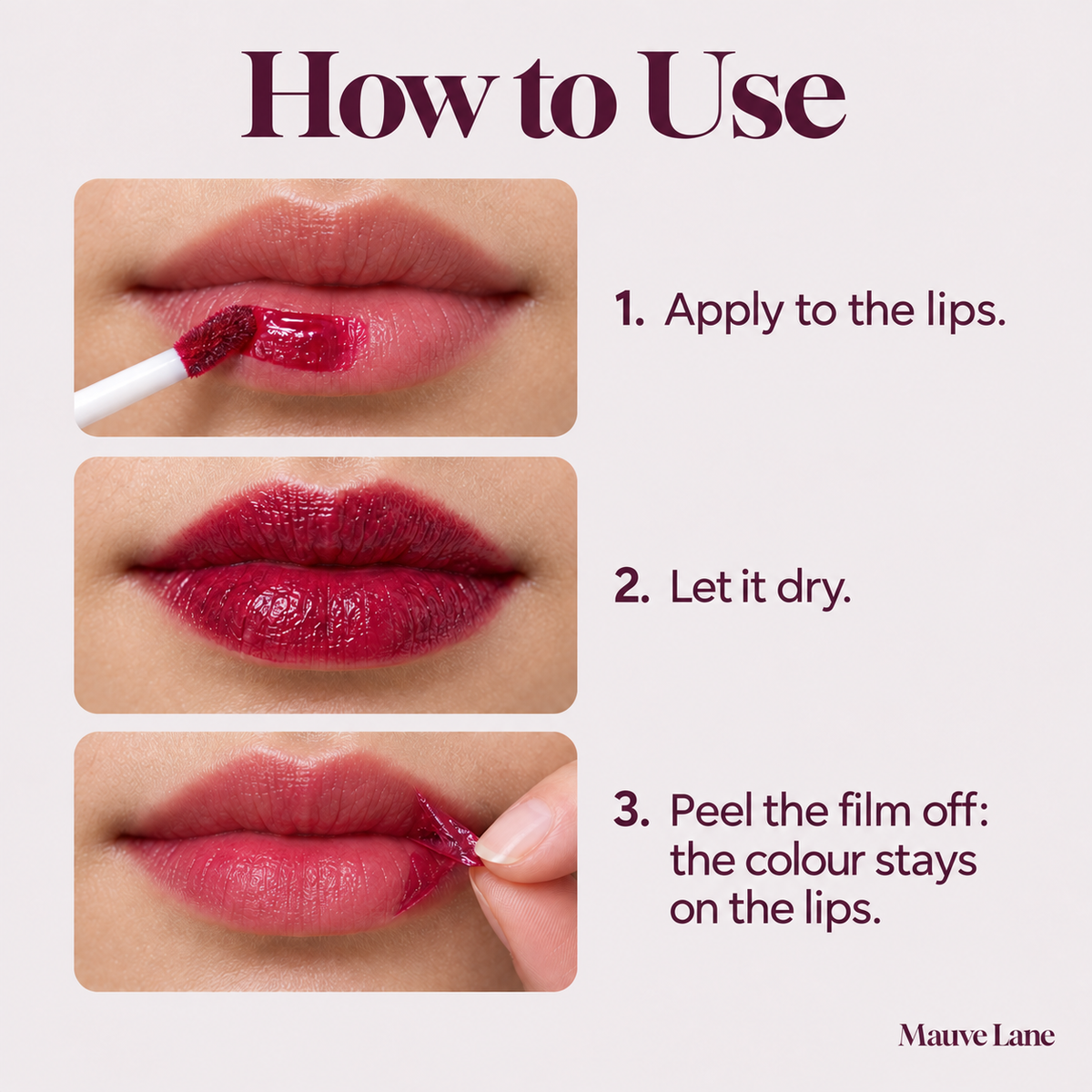 Peel-Off Lip Stain, 6 Shades - how to use