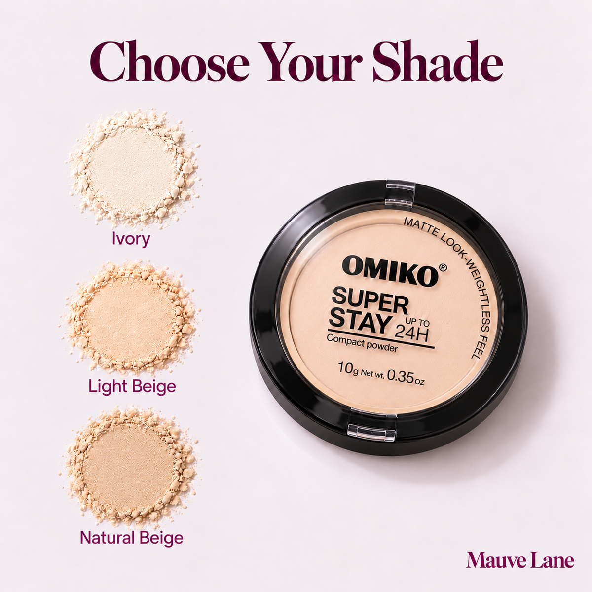 Pressed Face Powder, Matte Finish, 3 Shades - shade guide