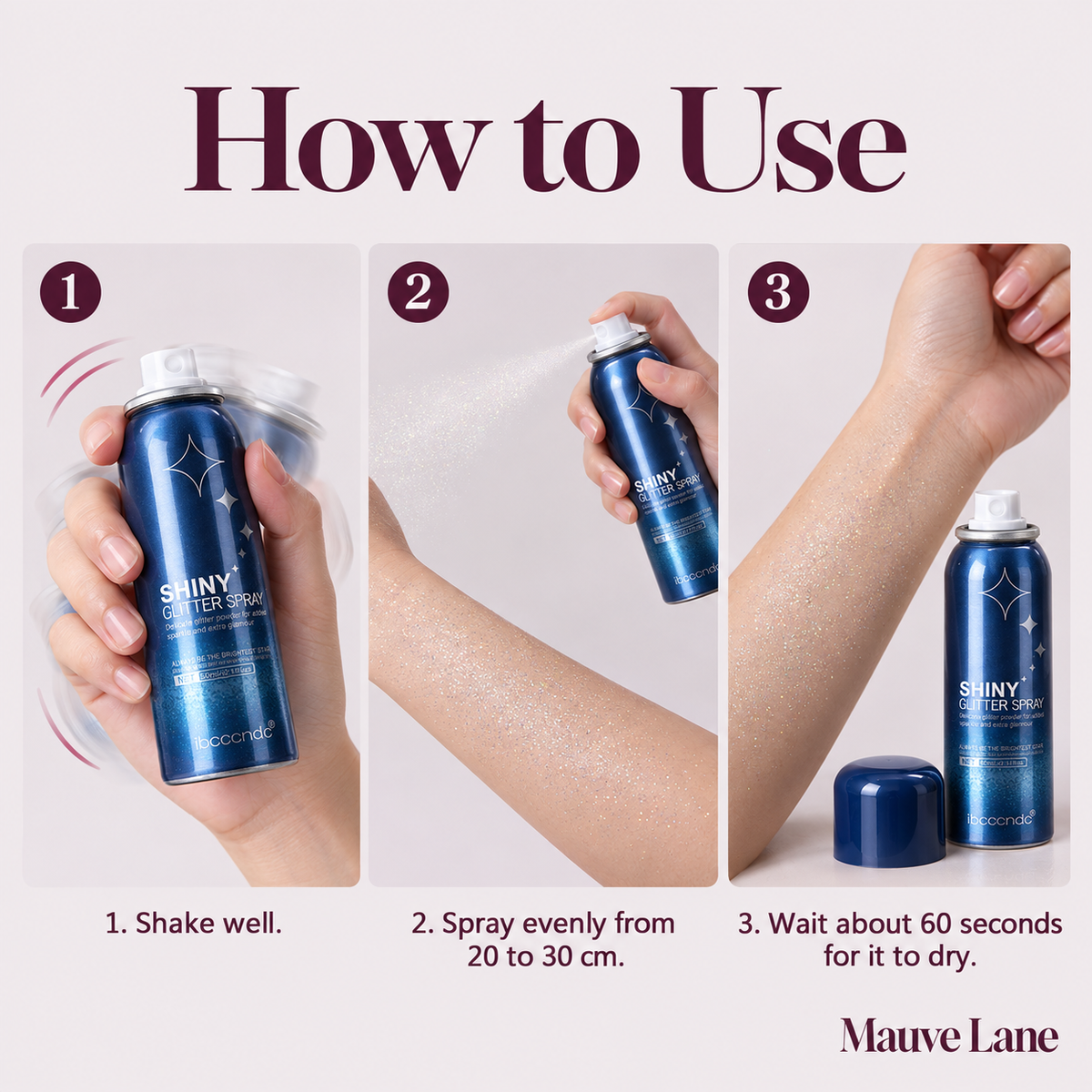 Shimmer Glitter Spray for Hair and Body, 60 ml - how to use
