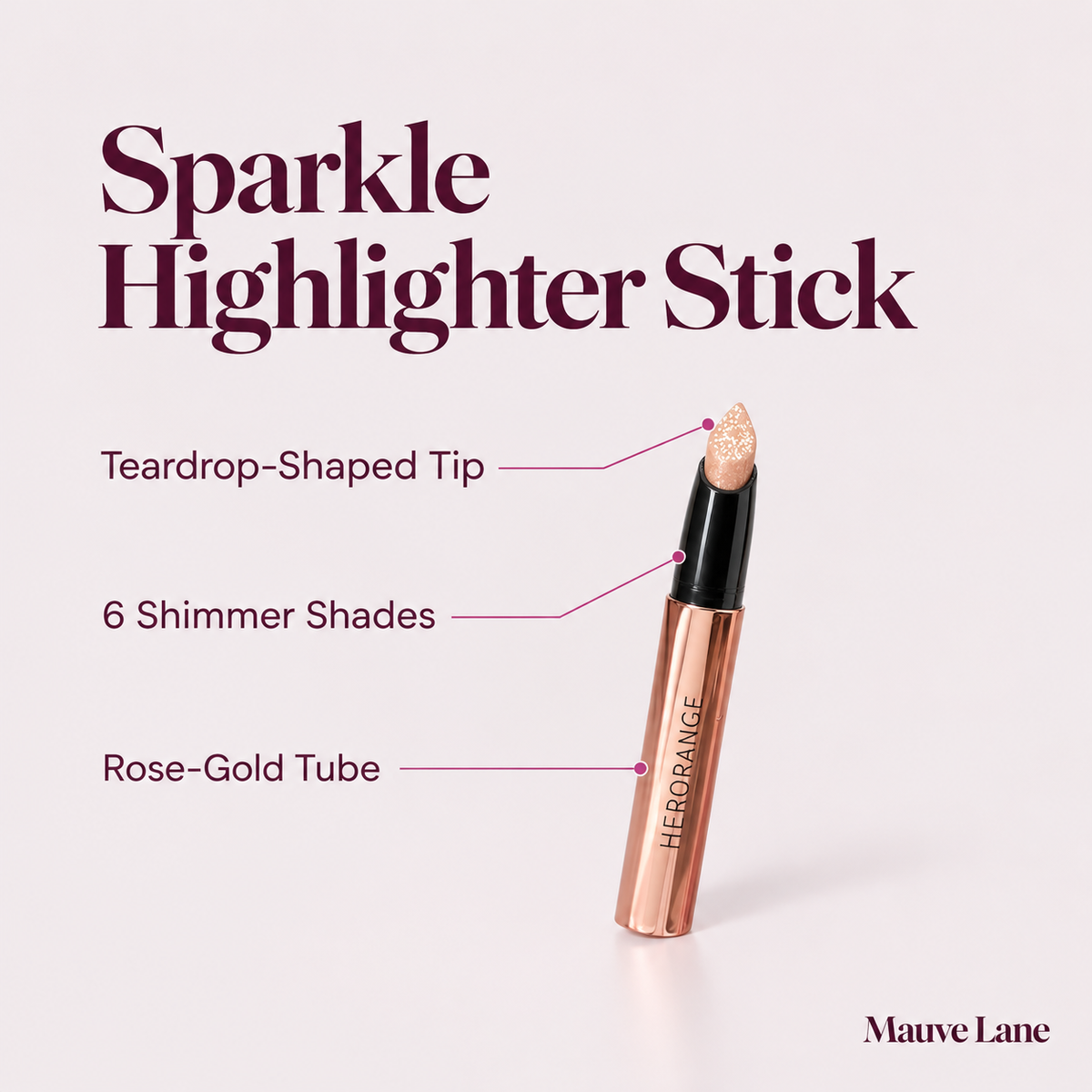 Sparkle Highlighter Stick, 6 Shimmer Shades - key features