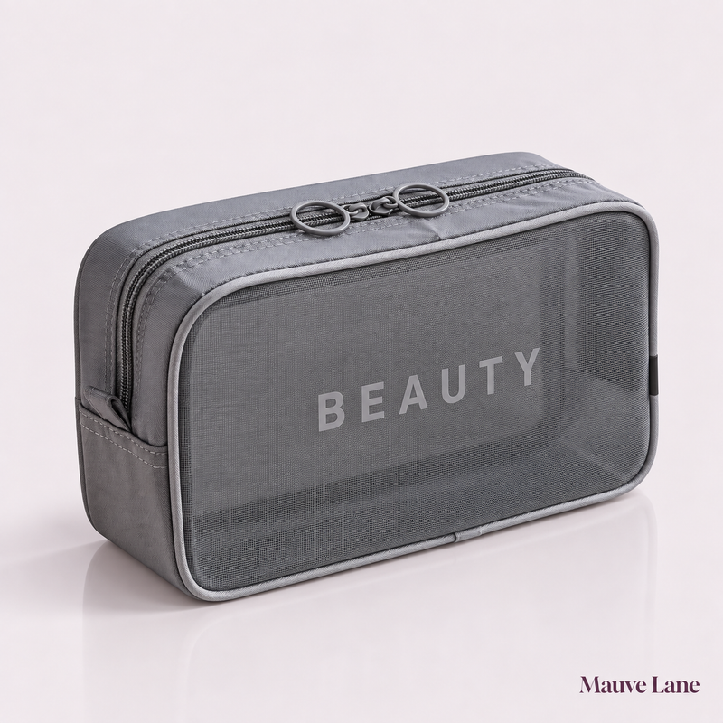 Zippered Makeup Pouch, 3 Sizes, 4 Colors - studio photo