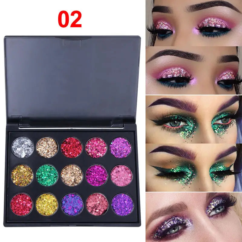 15-Color Glitter Eyeshadow Palette - product detail