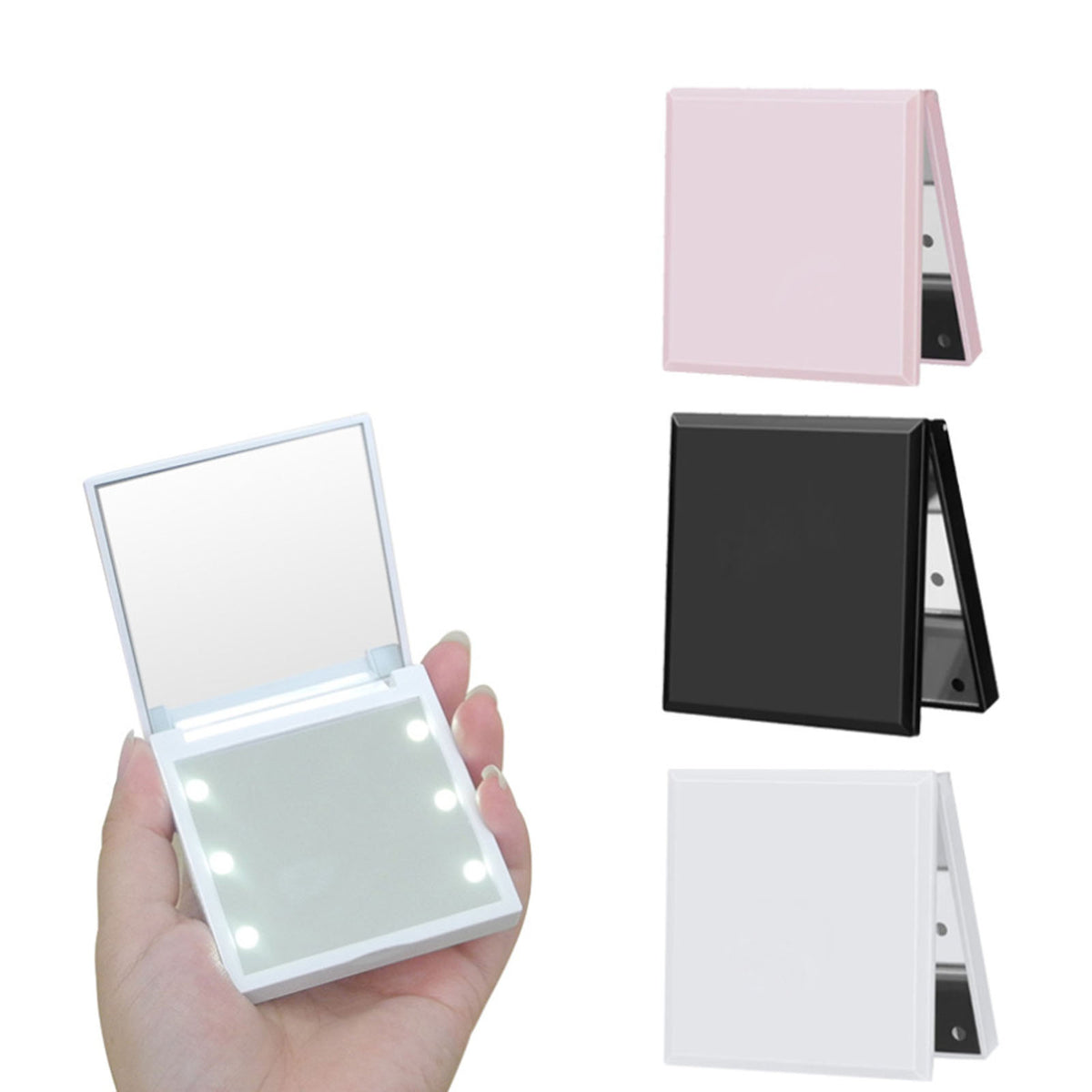 Compact LED Makeup Mirror, Double-Sided, Pocket Size - product detail