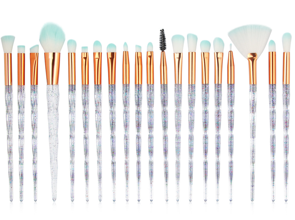20-Piece Makeup Brush Set, Crystal Handles - product detail