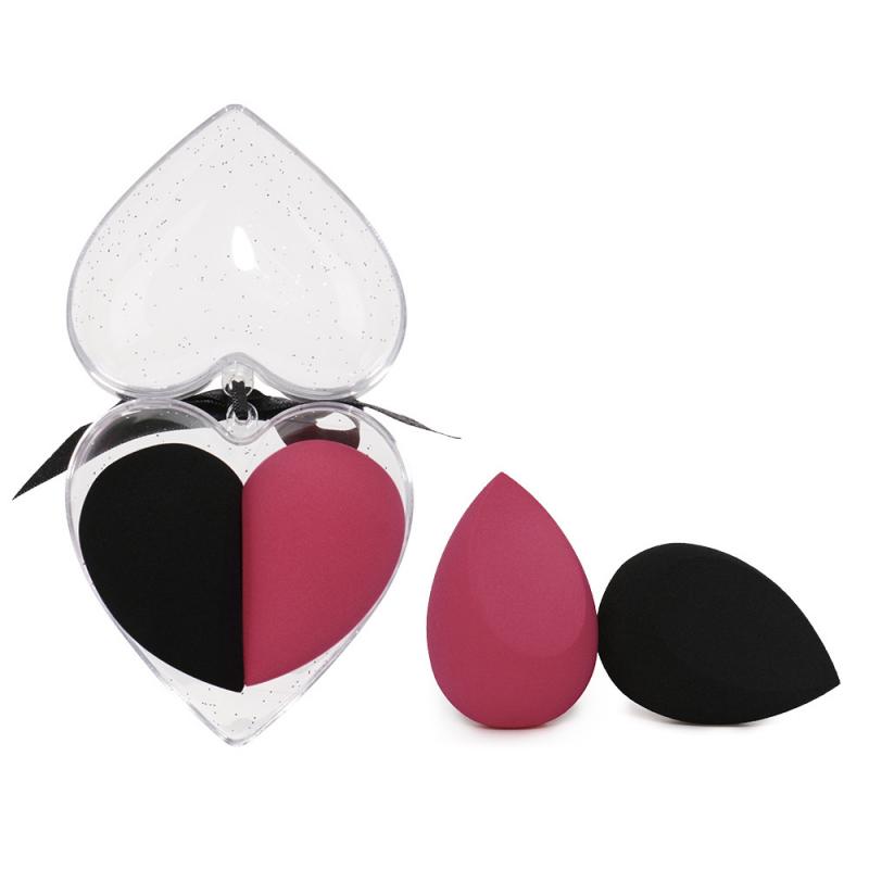 3-Piece Makeup Sponge Set with Heart Case - product detail