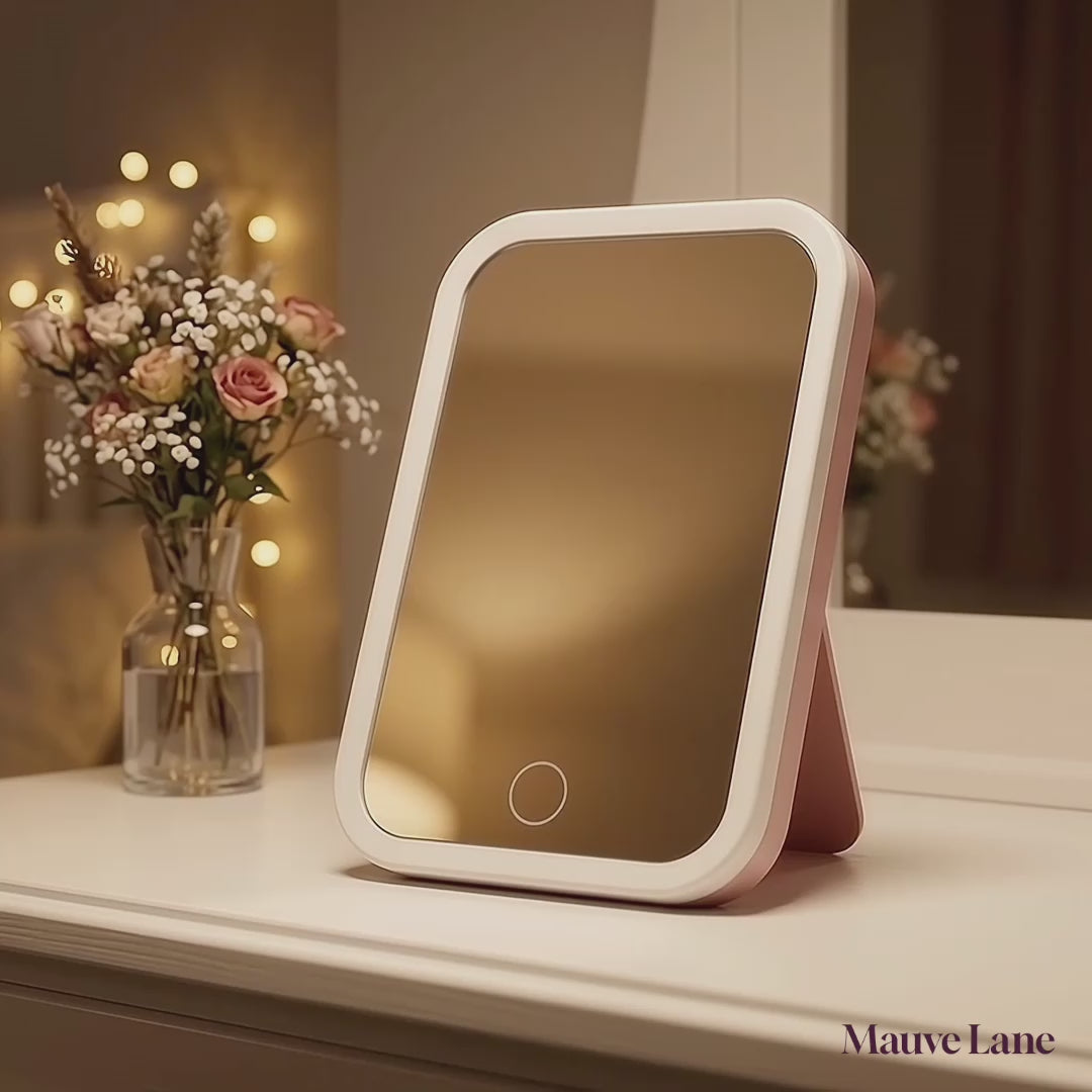 LED Lighted Makeup Mirror, Folding, Touch Control - product video