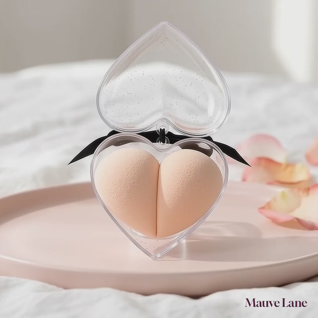 3-Piece Makeup Sponge Set with Heart Case - product video