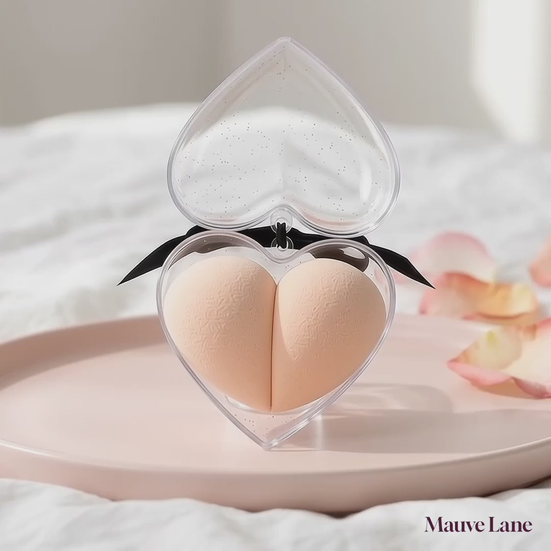 3-Piece Makeup Sponge Set with Heart Case - product video